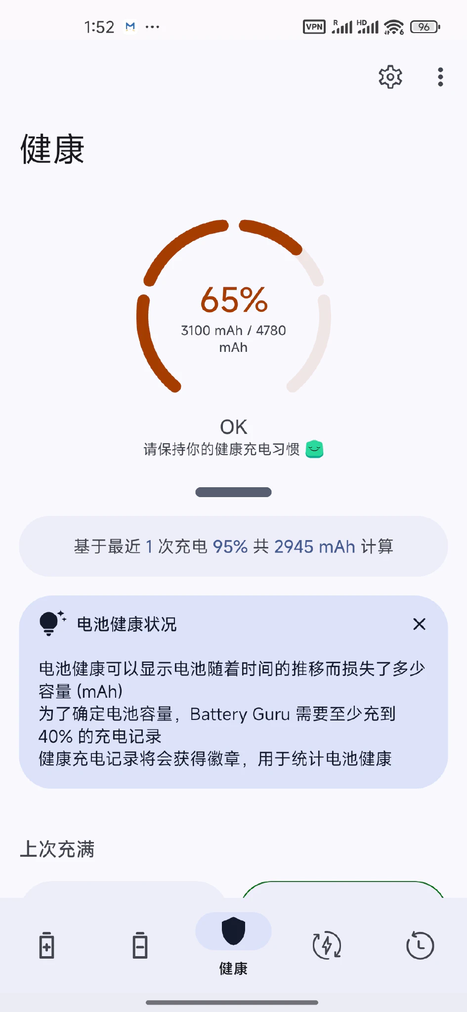 旧电池的健康度堪忧