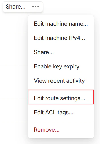 Route Settingsを探す